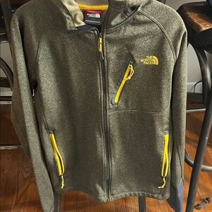 The North Face men’s small' Forest Green Hoodie with Yellow Accents